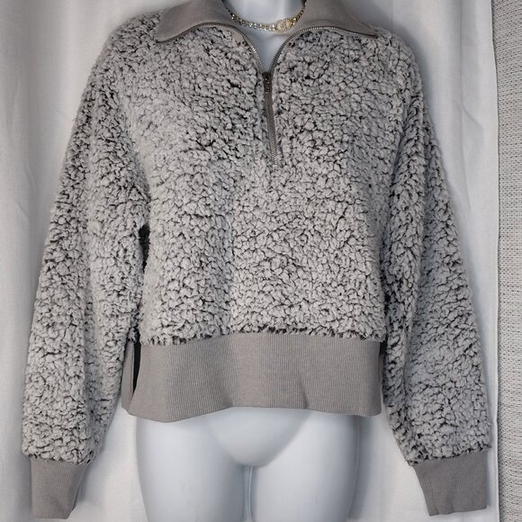 PINK Victoria's Secret Gray Sherpa sweater - Picture 1 of 12